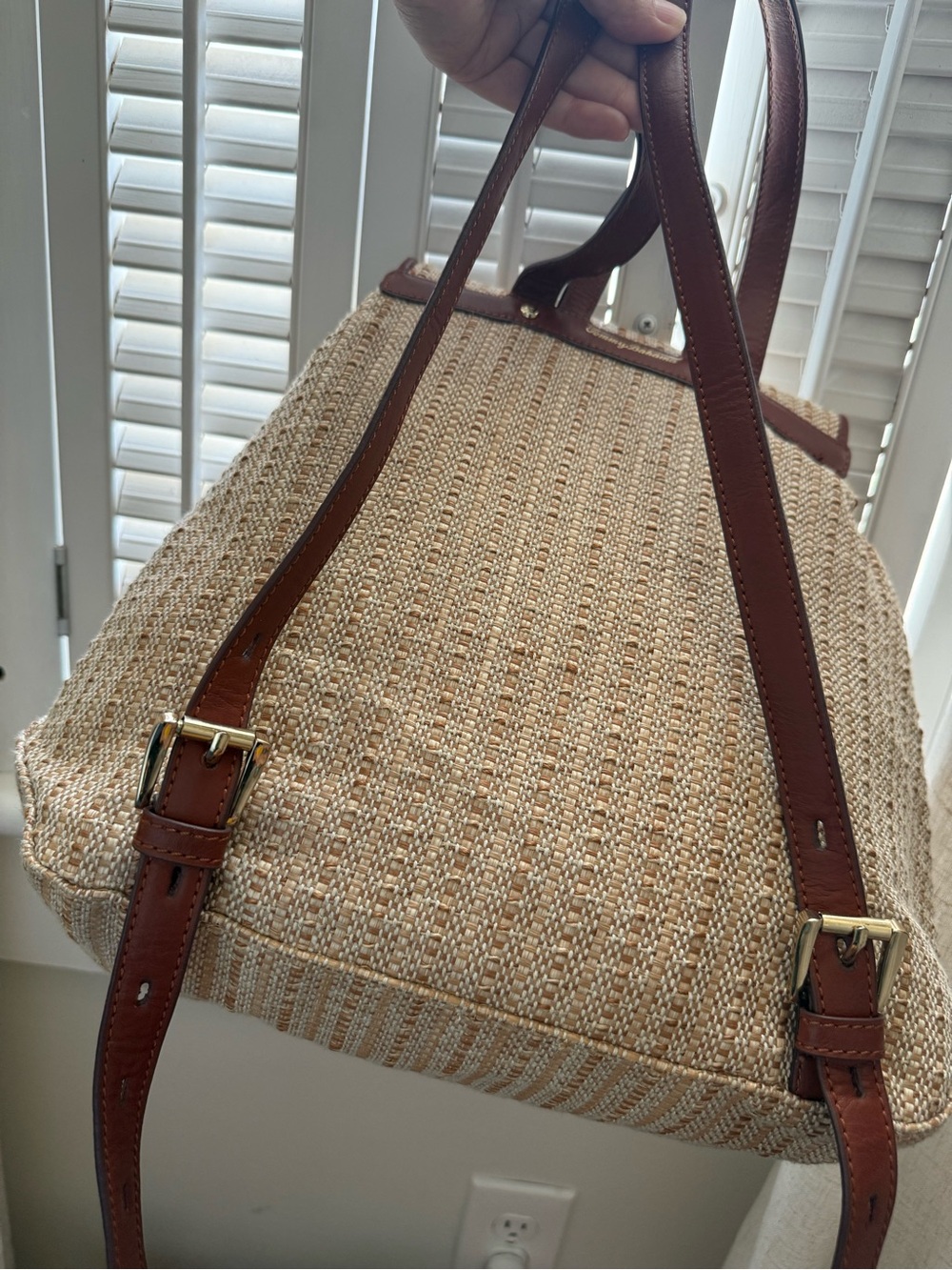 Tommy Bahama Woven Drawstring Backpack – Neutral Tan | Good Used Condition - Picture 10 of 16
